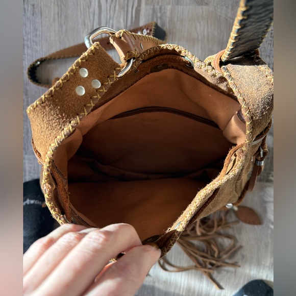 Handmade suede Bohemian agate Fringe crossbody Bag - Picture 3 of 5
